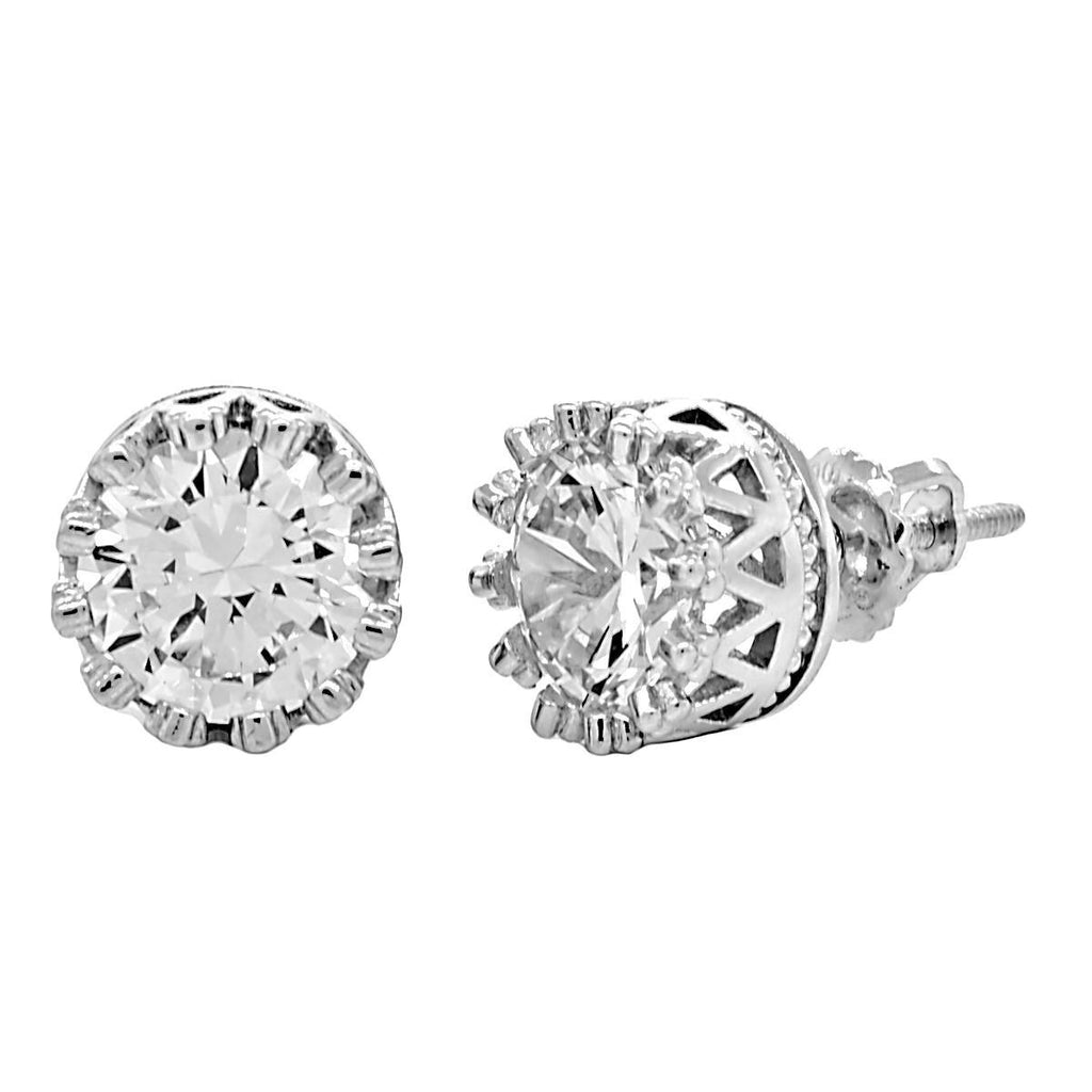 Austin: 8mm, 4.0ct Brilliant Cut Ice CZ Crown Set Screw Back Earrings - 1000Jewels.com