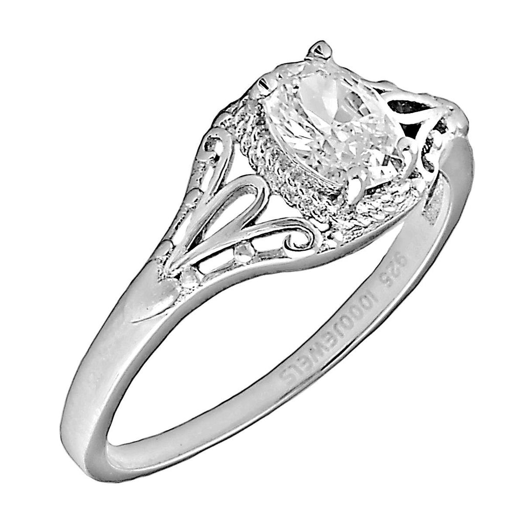 Clarissa: 1.0ct Oval-cut Russian Ice CZ Silver Engagement Promise Ring - 1000Jewels.com