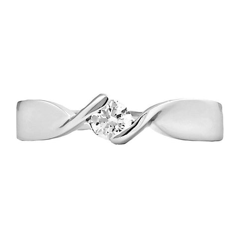 Damara: 0.25ct Hearts-n-Arrows IOF Diamond CZ Promise Ring 925 SS - 1000Jewels.com