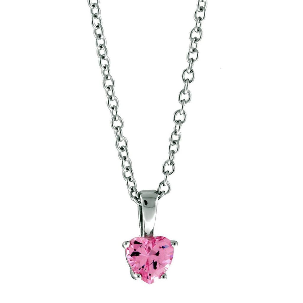 Patsy: 0.75ct Heart Cut Pink Sapphire Ice CZ Silver Chain Pendant - 1000Jewels.com