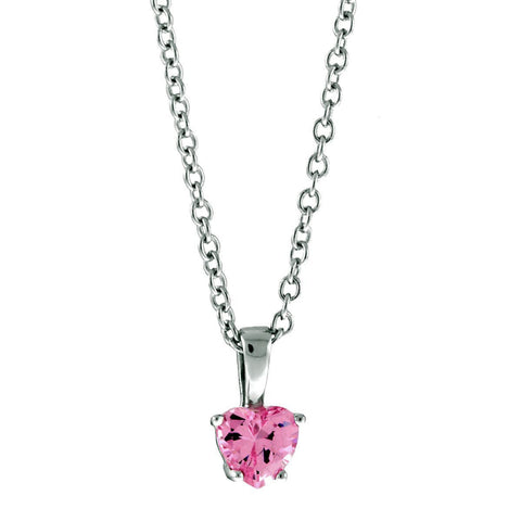 Patsy: 0.75ct Heart Cut Pink Sapphire Ice CZ Silver Chain Pendant - 1000Jewels.com