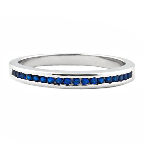 Lakoda BSA: Stackable created Sapphire Semi Eternity Wedding Band Ring - 1000Jewels.com