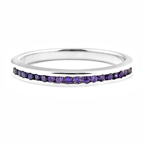 Lakoda BAT: Stackable Amethyst Ice CZ Semi Eternity Wedding Band Ring - 1000Jewels.com