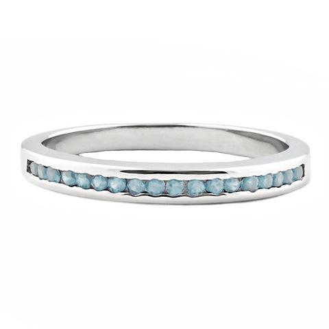 Lakoda BAQ: Stackable Aquamarine Ice CZ Semi Eternity Wedding Band Ring - 1000Jewels.com