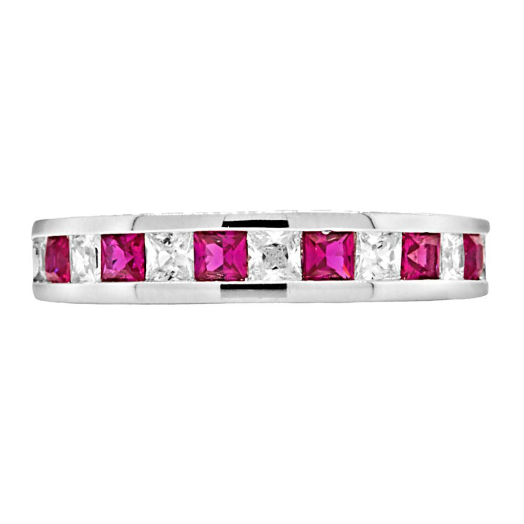 Olicia B: 2.21ct Princess cut created Ruby Semi-Eternity Wedding Band - 1000Jewels.com