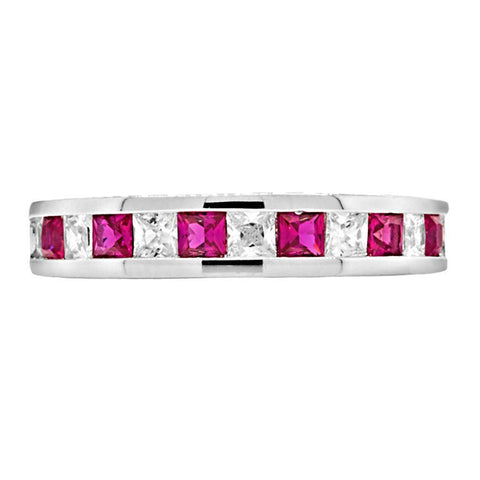 Olicia B: 2.21ct Princess cut created Ruby Semi-Eternity Wedding Band - 1000Jewels.com
