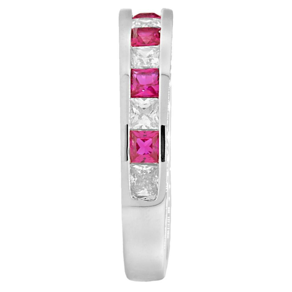 Olicia B: 2.21ct Princess cut created Ruby Semi-Eternity Wedding Band - 1000Jewels.com