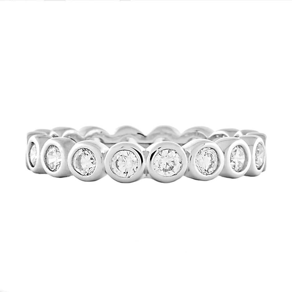Vita: 1.08ct Russian IOF CZ Bezel Set Eternity Band Ring 925 Silver - 1000Jewels.com