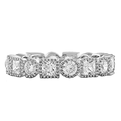 Adeja: 2.16ct Russian Ice CZ Coin Edge Eternity Band Ring 925 Silver - 1000Jewels.com