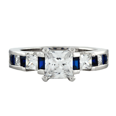Olivia E: 2.14 ct Sapphire and Russian Ice Engagement Band Ring - 1000Jewels.com