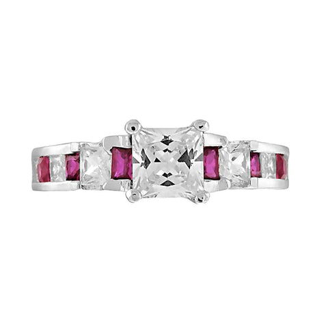 Olicia E: 2.14ct created Ruby and Russian Ice CZ Engagement Band Ring - 1000Jewels.com