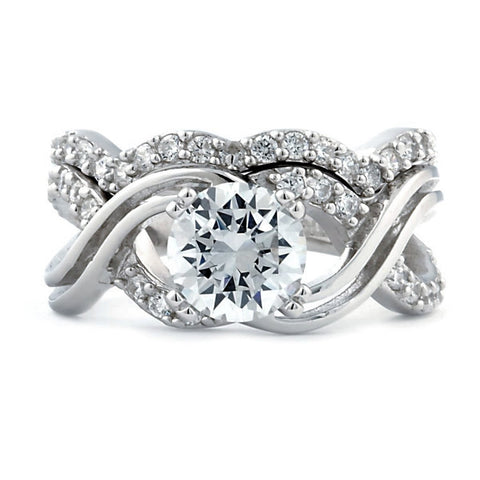 Kellie: 2.92ct Russian Ice Diamond CZ Infinity Symbol Wedding Ring Set - 1000Jewels.com