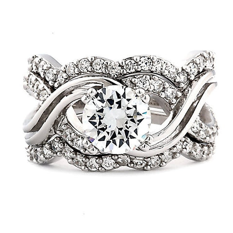 Kellie 3: 3.58ct Russian Ice Diamond CZ Infinity Symbol Wed Ring Set - 1000Jewels.com