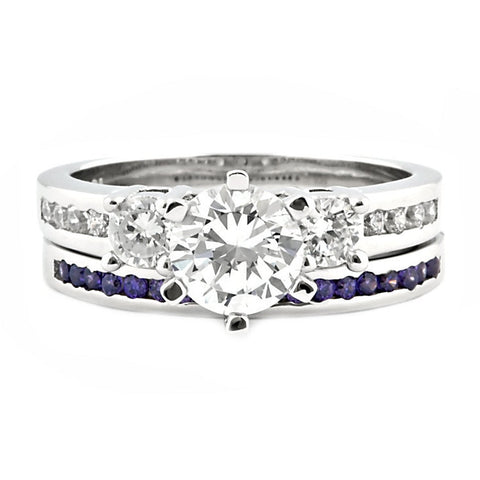 Lakoda AT: Stunning 1.31c IOF CZ and Amethyst 2 Piece Wedding Ring Set - 1000Jewels.com