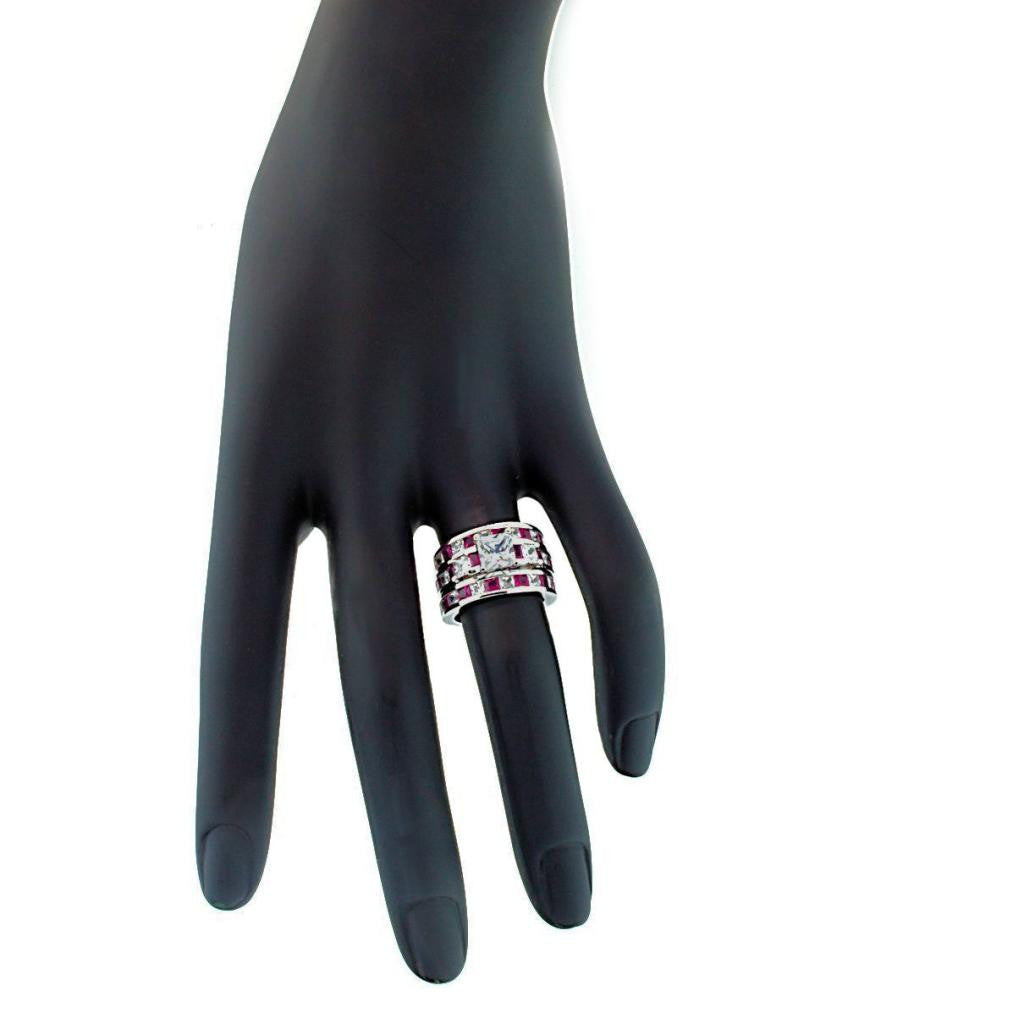 Olicia 3: Stunning 6.56c created Ruby and Ice CZ 3 Pc Wedding Ring Set - 1000Jewels.com