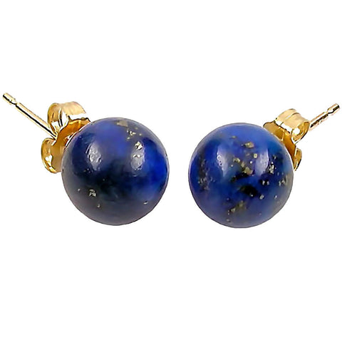 Natural Lapis Lazuli Ball Stud Post Earrings 14-20 Gold Filled - 1000Jewels.com