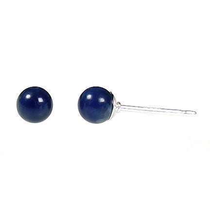 4mm Lapis Lazuli Ball Stud Earrings 14K White Gold - 1000Jewels.com