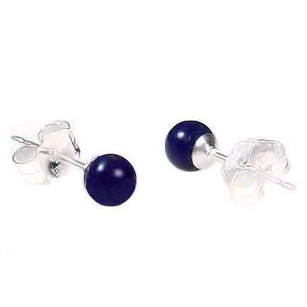 4mm Lapis Lazuli Ball Stud Earrings 925 Silver - 1000Jewels.com
