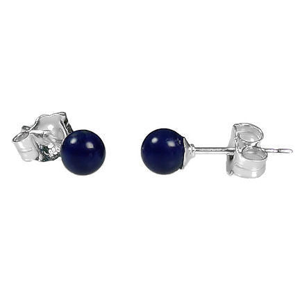 4mm Lapis Lazuli Ball Stud Earrings 925 Silver - 1000Jewels.com