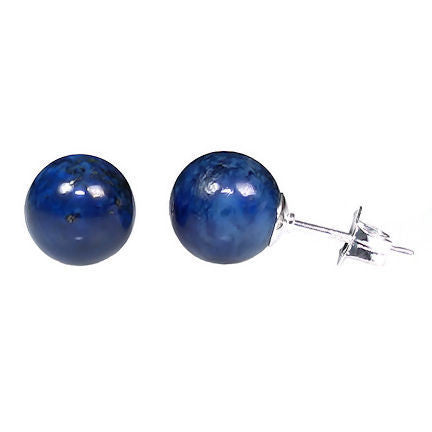 8mm Lapis Lazuli Ball Stud Earrings 925 Silver - 1000Jewels.com