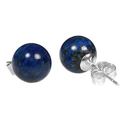 10mm Lapis Lazuli Ball Stud Earrings 925 Silver - 1000Jewels.com