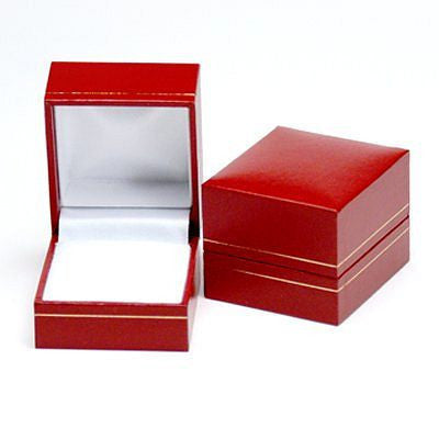 Classic Red Leatherette Ring Gift Box with Satin and Velvet Interior - 1000Jewels.com