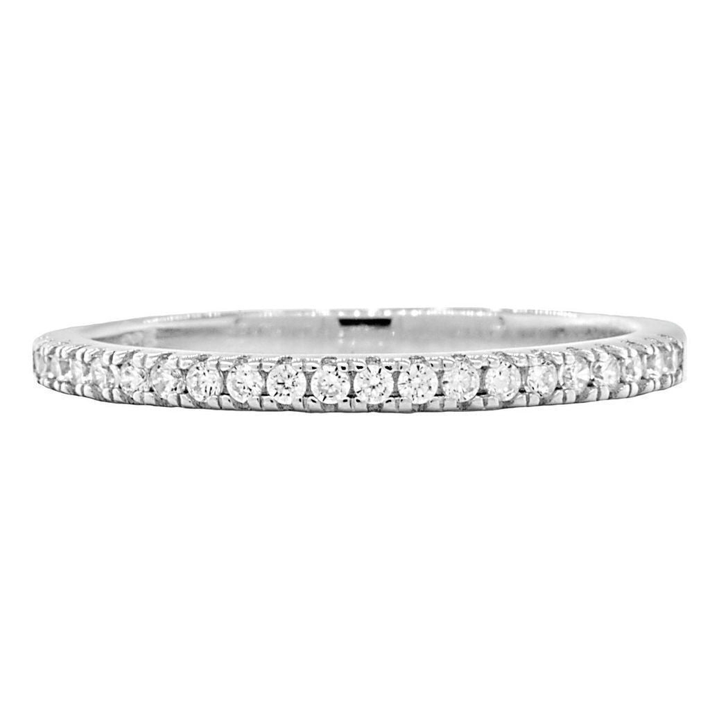 Acotas B: 0.315ct Russian IOF CZ Semi-Eternity Silver Wedding Band - 1000Jewels.com