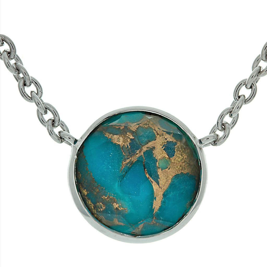 Faira: 16 Inch Freeform Faceted Quartz over Turquoise Necklace 925 Silver - 1000Jewels.com