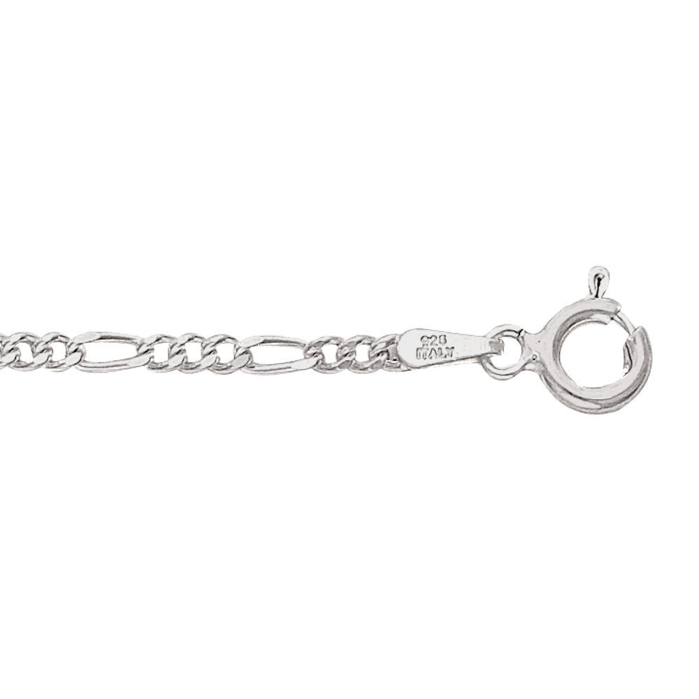 2.2mm AT Figaro Chain Bracelet 925 Sterling Silver, 7 Inches - 1000Jewels.com