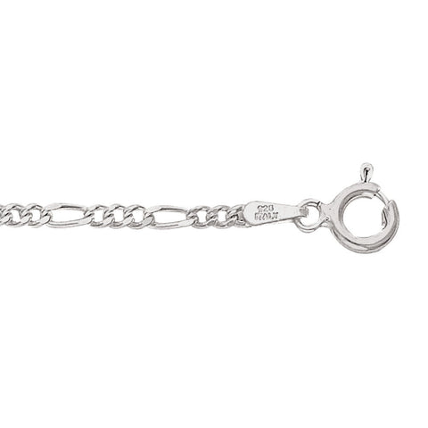 2.2mm AT Figaro Chain Bracelet 925 Sterling Silver, 7 Inches - 1000Jewels.com