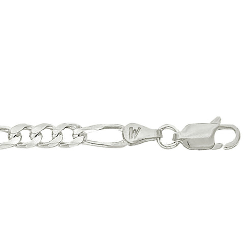 4.0mm AT Figaro Chain Bracelet 925 Sterling Silver, 9 Inches - 1000Jewels.com
