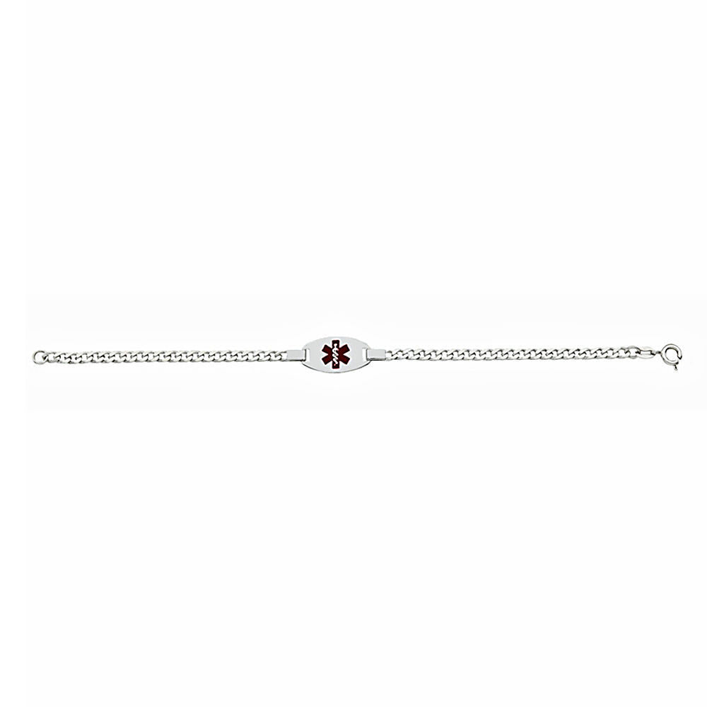 7 Inch Curb Chain Medical Alert ID Bracelet 925 Sterling Silver - 1000Jewels.com