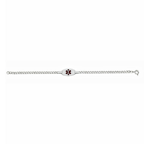 7 Inch Curb Chain Medical Alert ID Bracelet 925 Sterling Silver - 1000Jewels.com