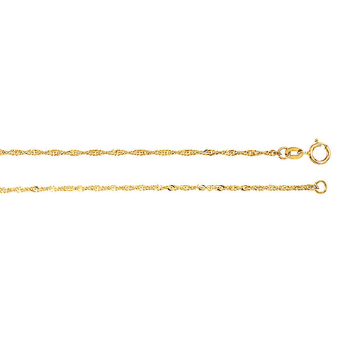 1.25mm Sparkling Singapore Rope Chain 14K Yellow Gold, 18 Inches - 1000Jewels.com