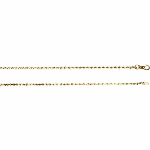 1.5mm Diamond-Cut Solid Rope Chain 14K Yellow Gold, 20 Inches - 1000Jewels.com
