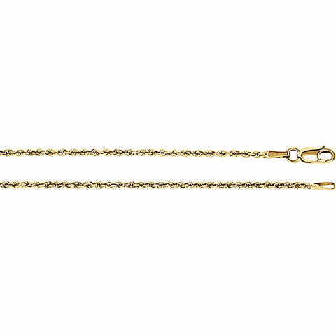 2.1mm Diamond-Cut Solid Rope Chain 14K Yellow Gold, 24 Inches - 1000Jewels.com