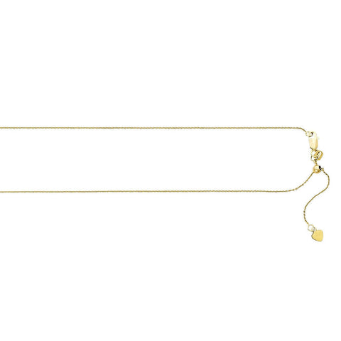 0.9mm Adjustable Diamond Cut Cable Chain 14K Yellow Gold, 16 to 22 Inches - 1000Jewels.com