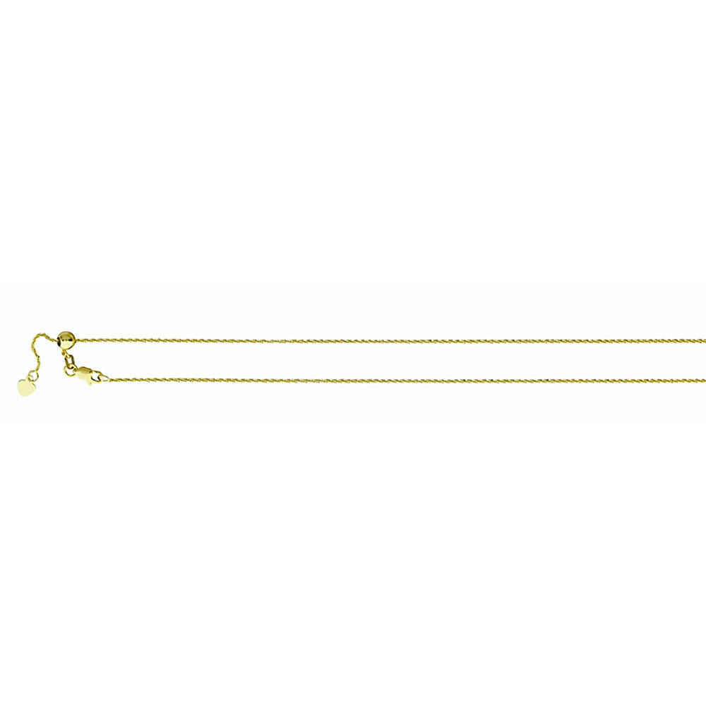 1.1mm Adjustable Sparkle Chain 14K Yellow Gold, 16 to 22 Inches - 1000Jewels.com