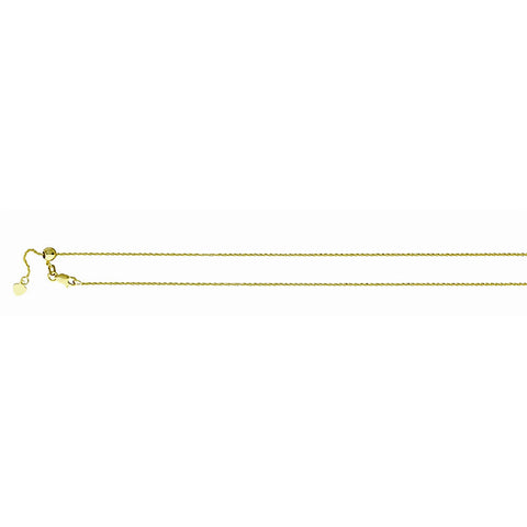1.1mm Adjustable Sparkle Chain 14K Yellow Gold, 16 to 22 Inches - 1000Jewels.com