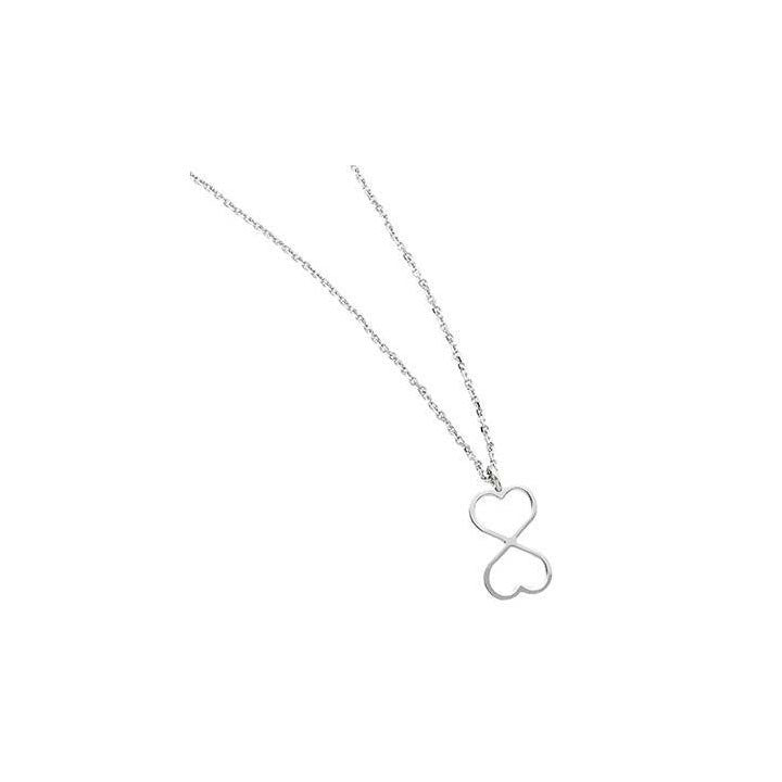 Fixed Station Double Heart Infinity Necklace 925 Sterling Silver - 1000Jewels.com