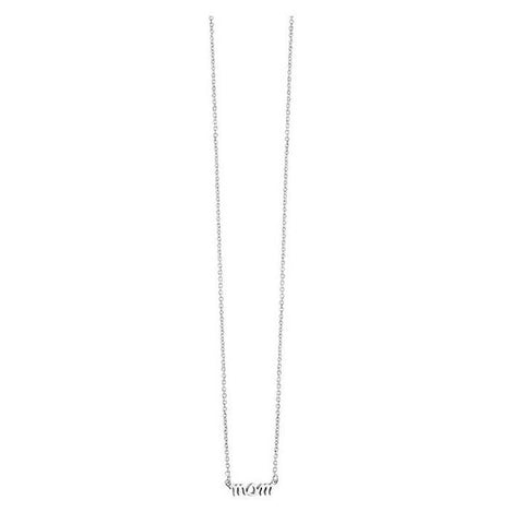 16-18 Inch "Mom" Script Word Necklace 925 Sterling Silver - 1000Jewels.com