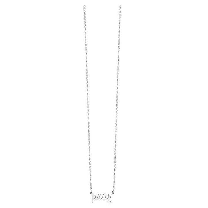 16-18 Inch "Pray" Script Word Necklace 925 Sterling Silver - 1000Jewels.com