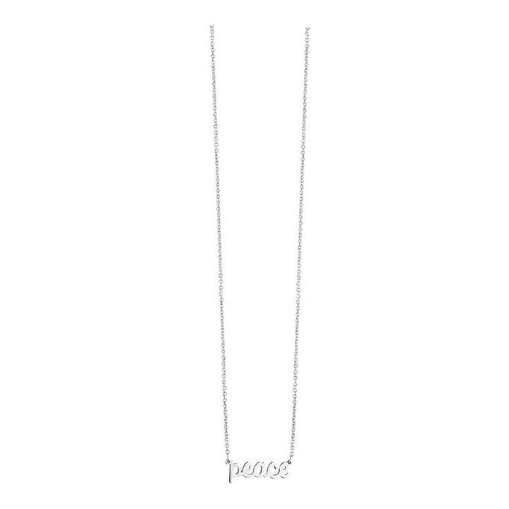 16-18 Inch "Peace" Script Word Necklace 925 Sterling Silver - 1000Jewels.com