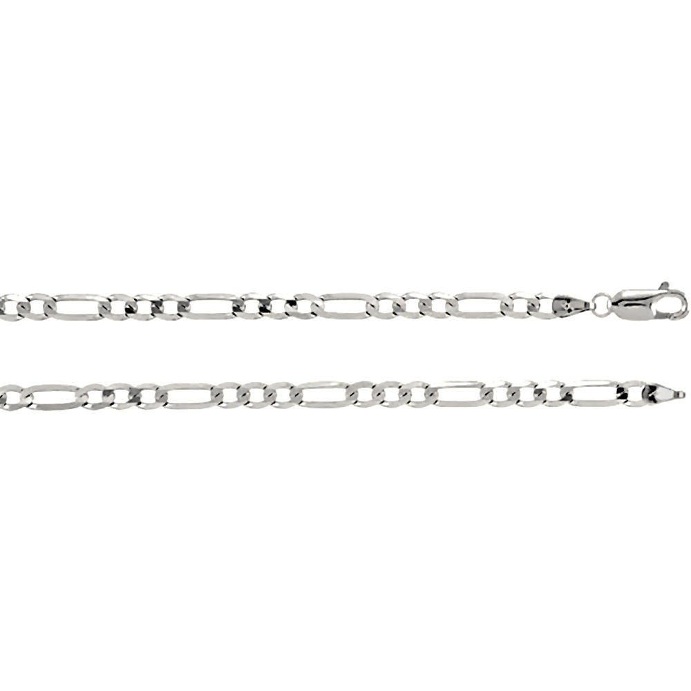 4.0mm Anti-Tarnish Figaro Chain 925 Sterling Silver, 20 Inches - 1000Jewels.com