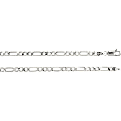 4.0mm Anti-Tarnish Figaro Chain 925 Sterling Silver, 18 Inches - 1000Jewels.com