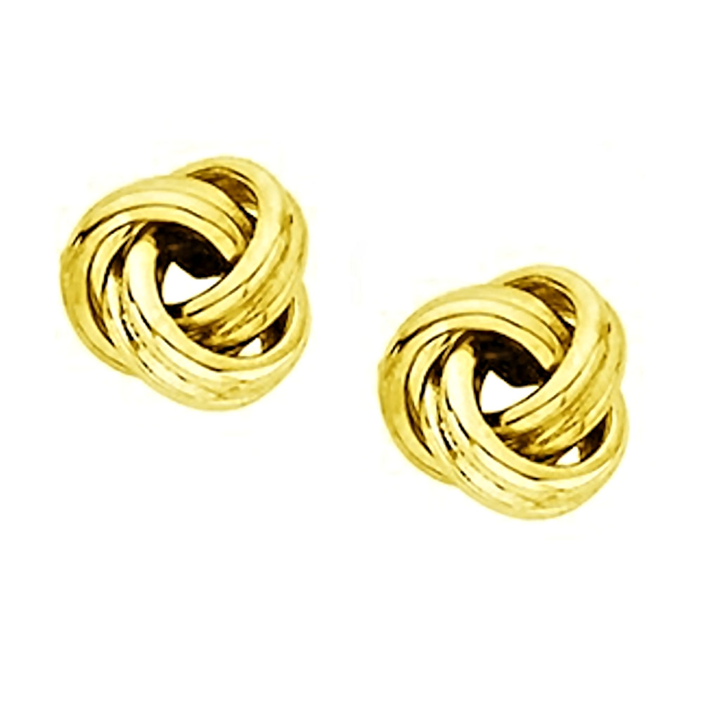 7.3mm Wide Lovers Knot Post Stud Earrings, Solid 14K Yellow Gold - 1000Jewels.com