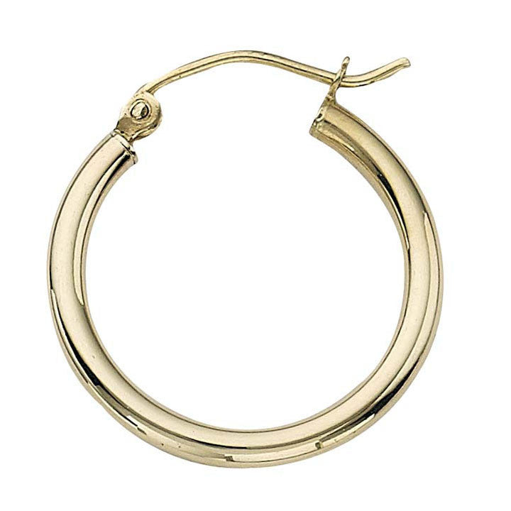 20mm x 2mm Hoop Earrings 14K Yellow Gold - 1000Jewels.com