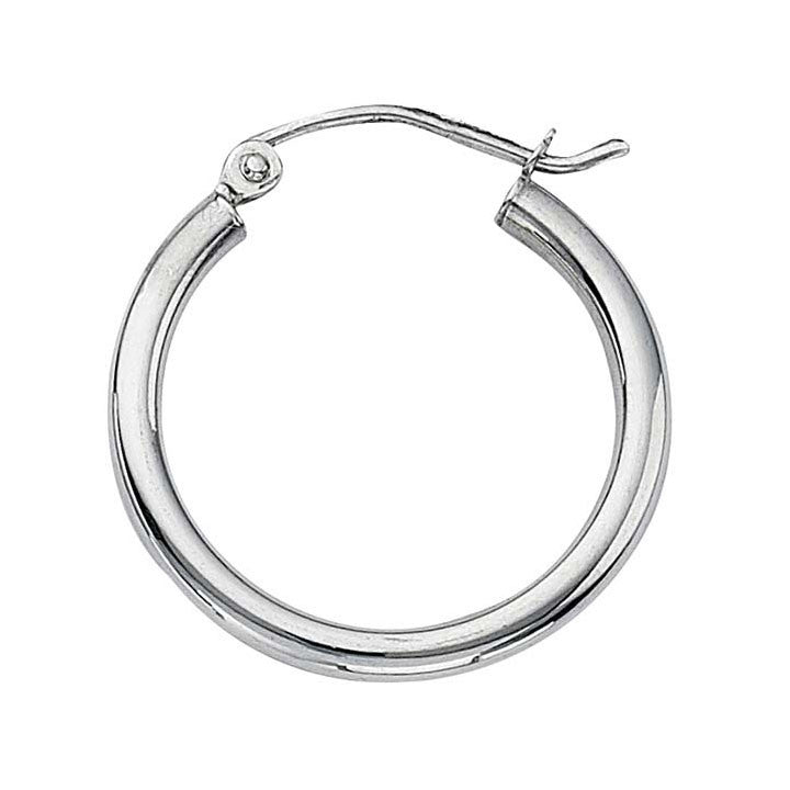20mm x 2mm Hoop Earrings 14K White Gold - 1000Jewels.com