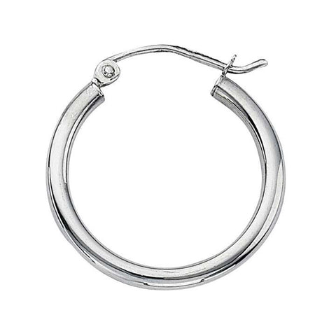20mm x 2mm Hoop Earrings 14K White Gold - 1000Jewels.com