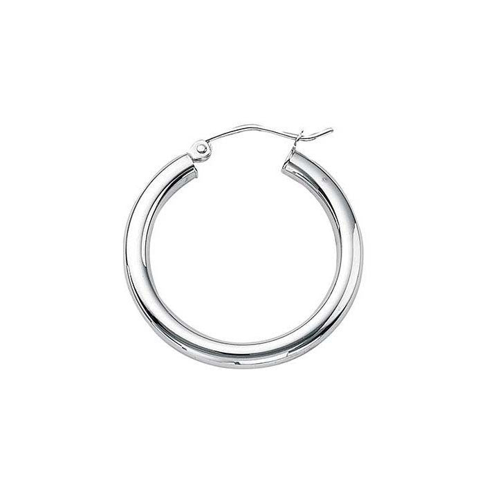 25mm x 3mm Hoop Earrings 14K White Gold - 1000Jewels.com